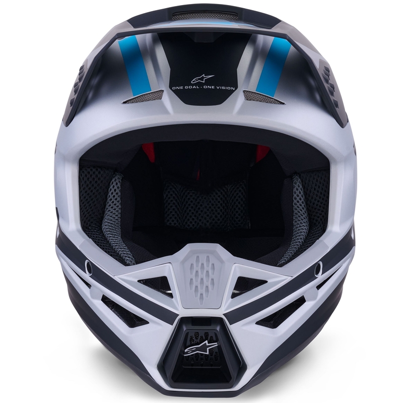Casco da motocross Alpinestars S-M3 Heat argento-blu-nero opaco