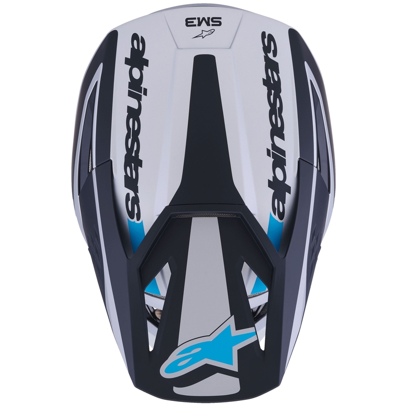 Casco da motocross Alpinestars S-M3 Heat argento-blu-nero opaco