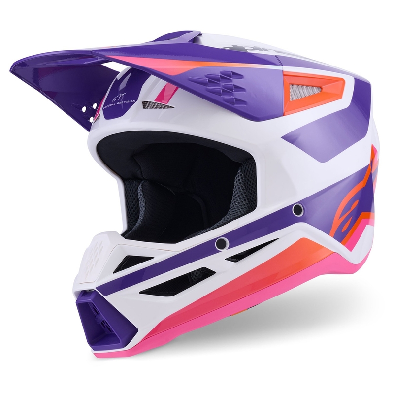Casco da motocross Alpinestars S-M3 Heat bianco-viola-rosa