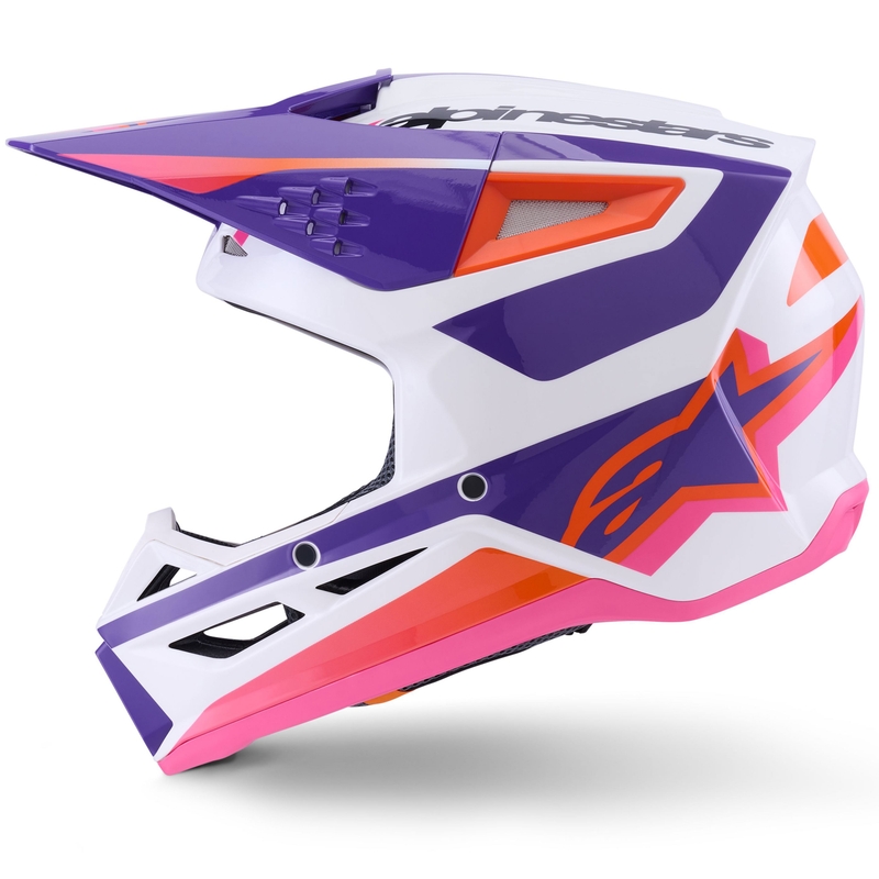 Casco da motocross Alpinestars S-M3 Heat bianco-viola-rosa