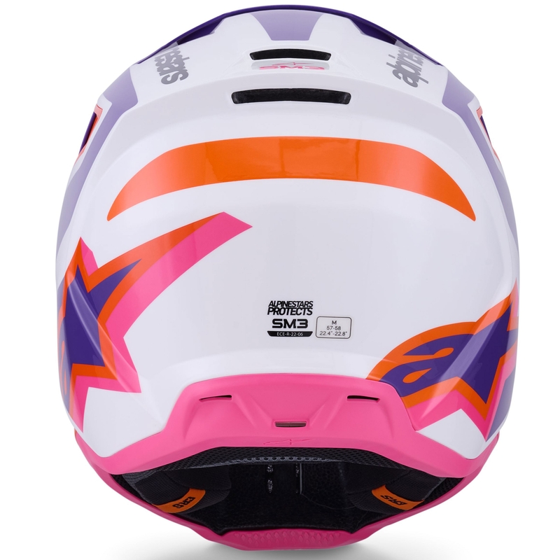 Casco da motocross Alpinestars S-M3 Heat bianco-viola-rosa