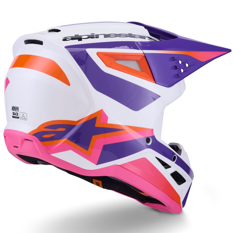 Casco da motocross Alpinestars S-M3 Heat bianco-viola-rosa