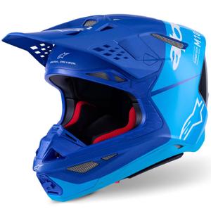 Casco da motocross Alpinestars Supertech S-M10 Flood blu perla-azzurro-nero-carbonio-opaco-lucido