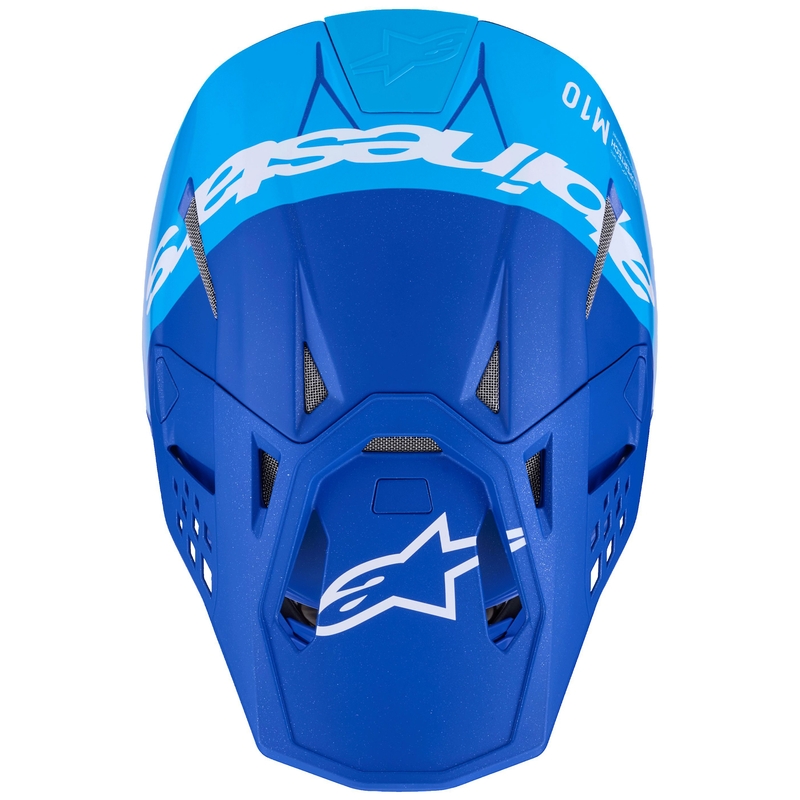 Casco da motocross Alpinestars Supertech S-M10 Flood blu perla-azzurro-nero-carbonio-opaco-lucido