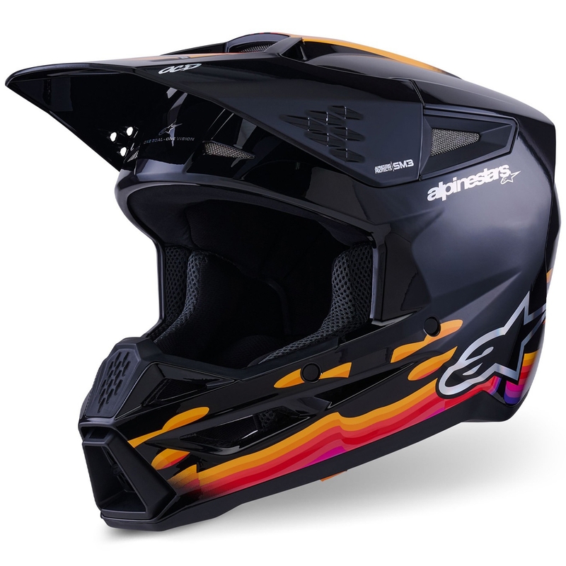 Casco da motocross Alpinestars S-M3 Force nero-giallo-rosso-bianco