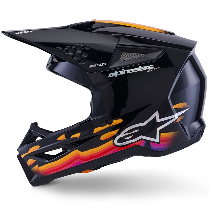 Casco da motocross Alpinestars S-M3 Force nero-giallo-rosso-bianco