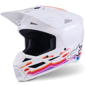 Casco da motocross Alpinestars S-M3 Force bianco-giallo-rosa-viola