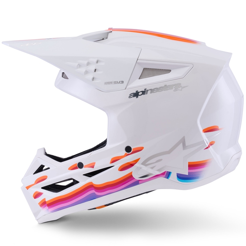 Casco da motocross Alpinestars S-M3 Force bianco-giallo-rosa-viola