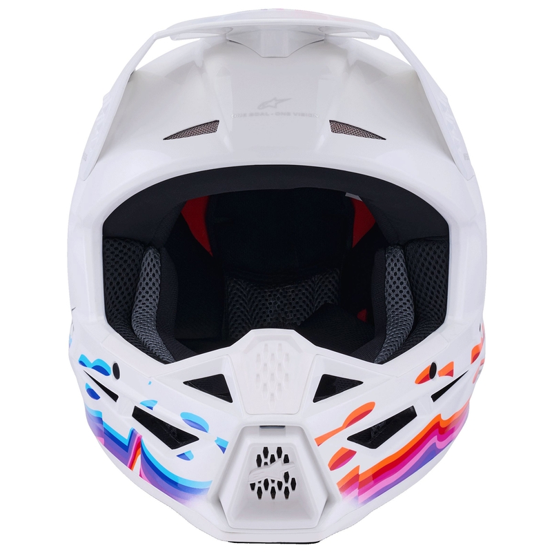 Casco da motocross Alpinestars S-M3 Force bianco-giallo-rosa-viola