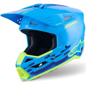 Casco da motocross Alpinestars S-M3 Force blu-giallo fluo