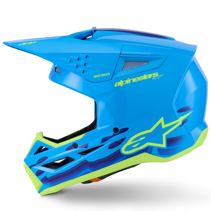 Casco da motocross Alpinestars S-M3 Force blu-giallo fluo