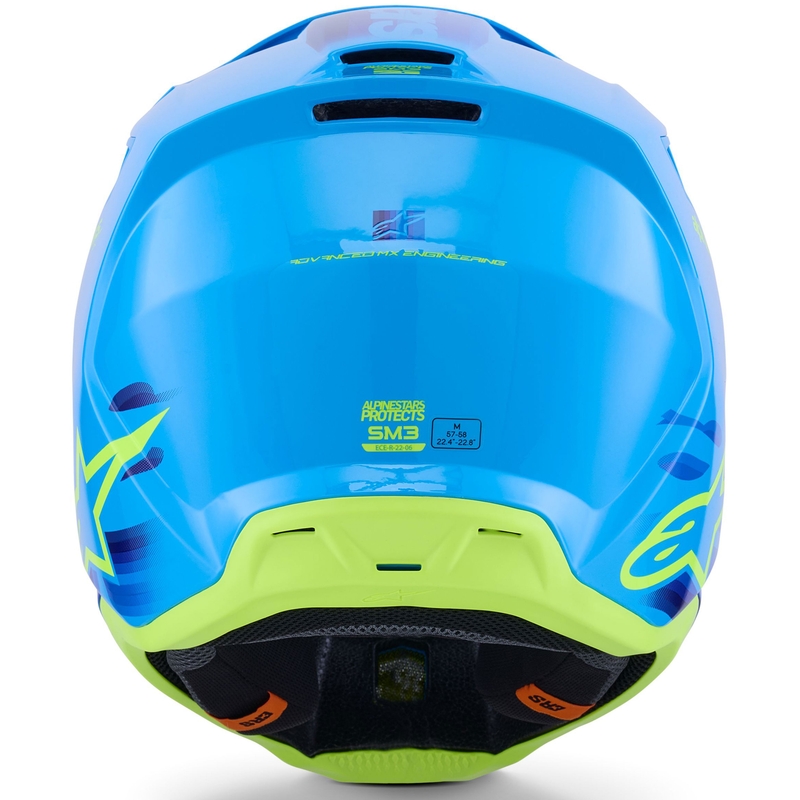 Casco da motocross Alpinestars S-M3 Force blu-giallo fluo