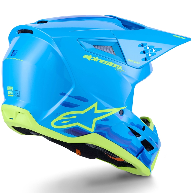 Casco da motocross Alpinestars S-M3 Force blu-giallo fluo