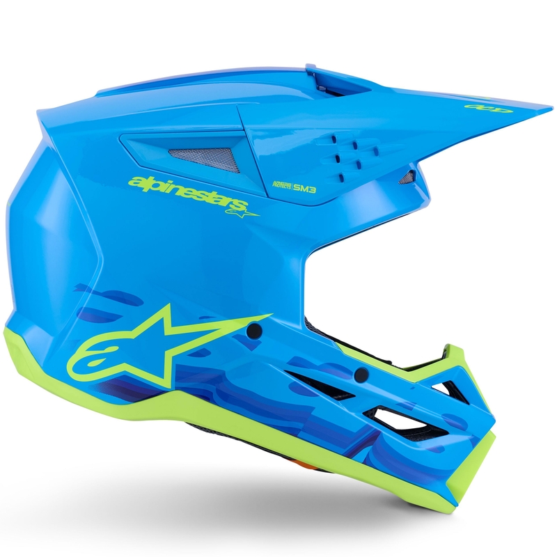 Casco da motocross Alpinestars S-M3 Force blu-giallo fluo