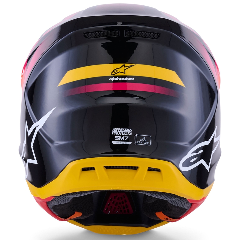 Casco da motocross Alpinestars SM7 Rise nero-giallo-rosa fluo