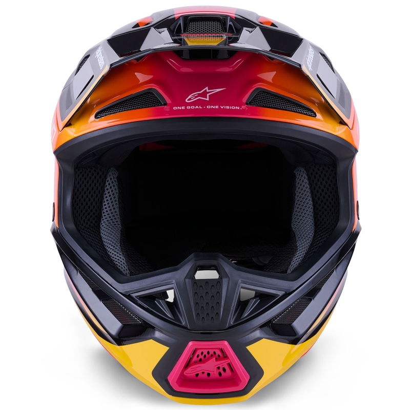 Casco da motocross Alpinestars SM7 Rise nero-giallo-rosa fluo