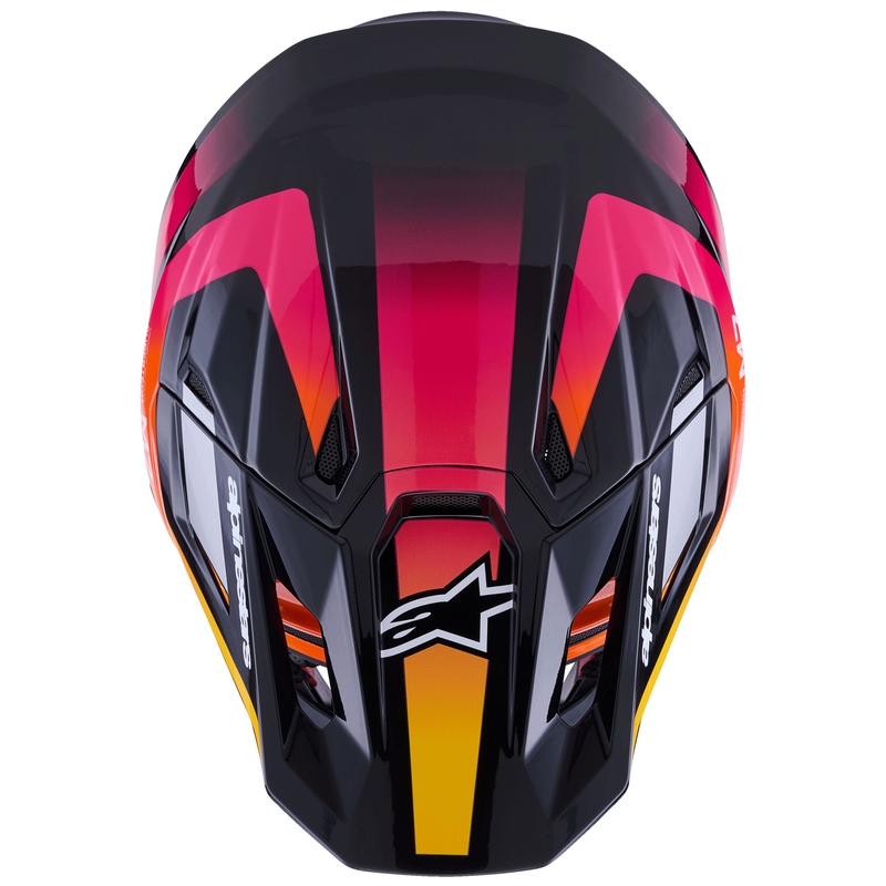 Casco da motocross Alpinestars SM7 Rise nero-giallo-rosa fluo