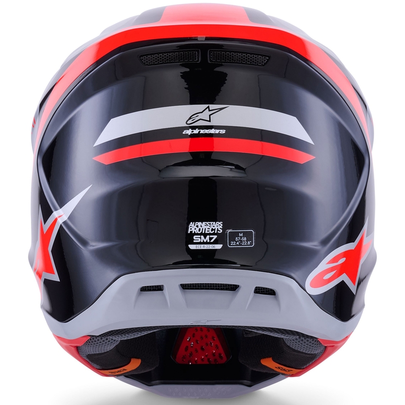 Casco da motocross Alpinestars SM7 Rise nero-argento-rosso fluo