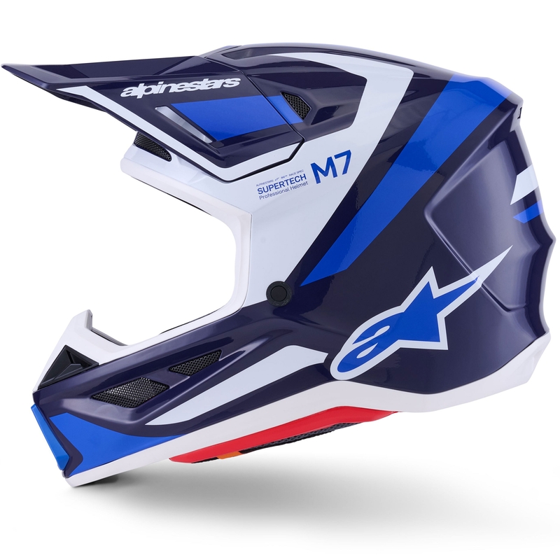 Casco da motocross Alpinestars SM7 Rise blu-bianco