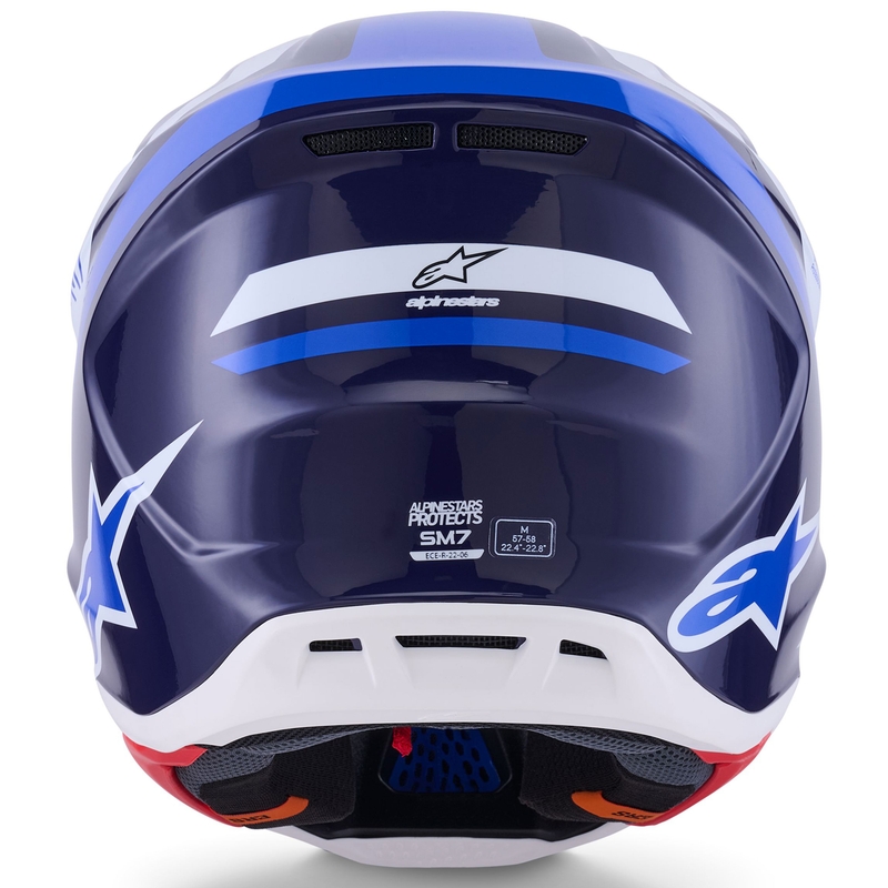 Casco da motocross Alpinestars SM7 Rise blu-bianco