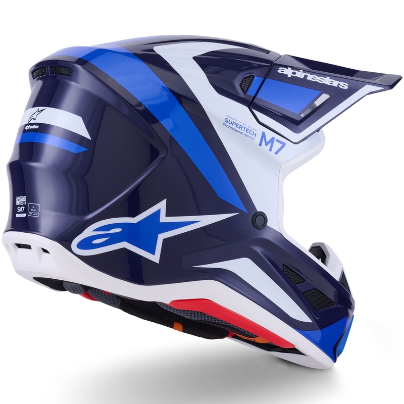 Casco da motocross Alpinestars SM7 Rise blu-bianco