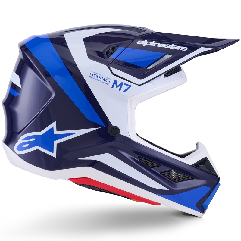 Casco da motocross Alpinestars SM7 Rise blu-bianco
