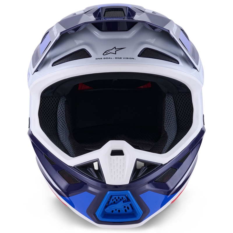 Casco da motocross Alpinestars SM7 Rise blu-bianco
