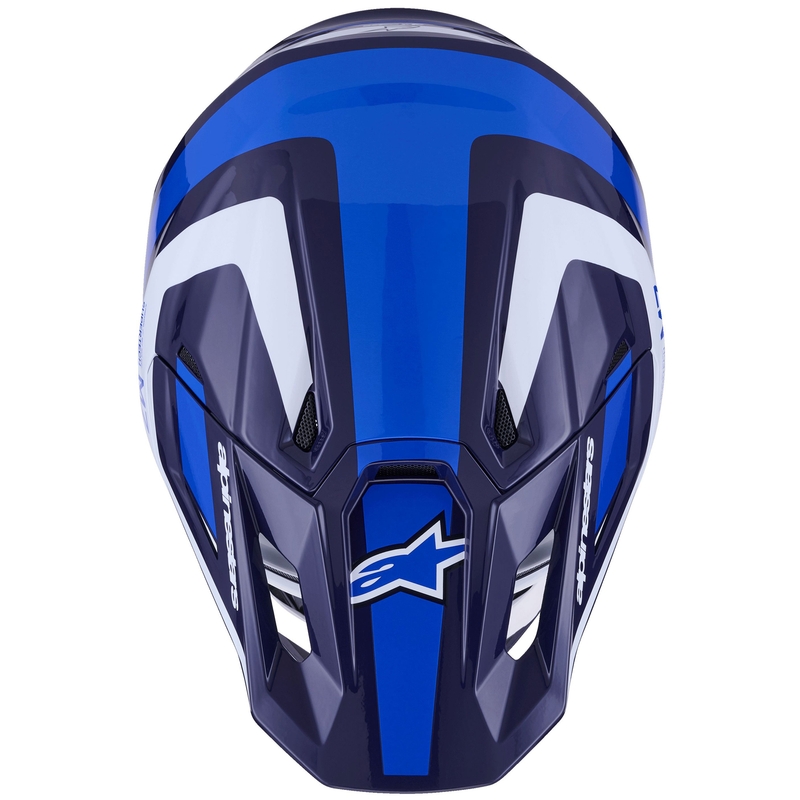 Casco da motocross Alpinestars SM7 Rise blu-bianco