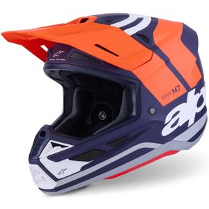 Casco da motocross Alpinestars SM7 Core arancione-blu-bianco opaco