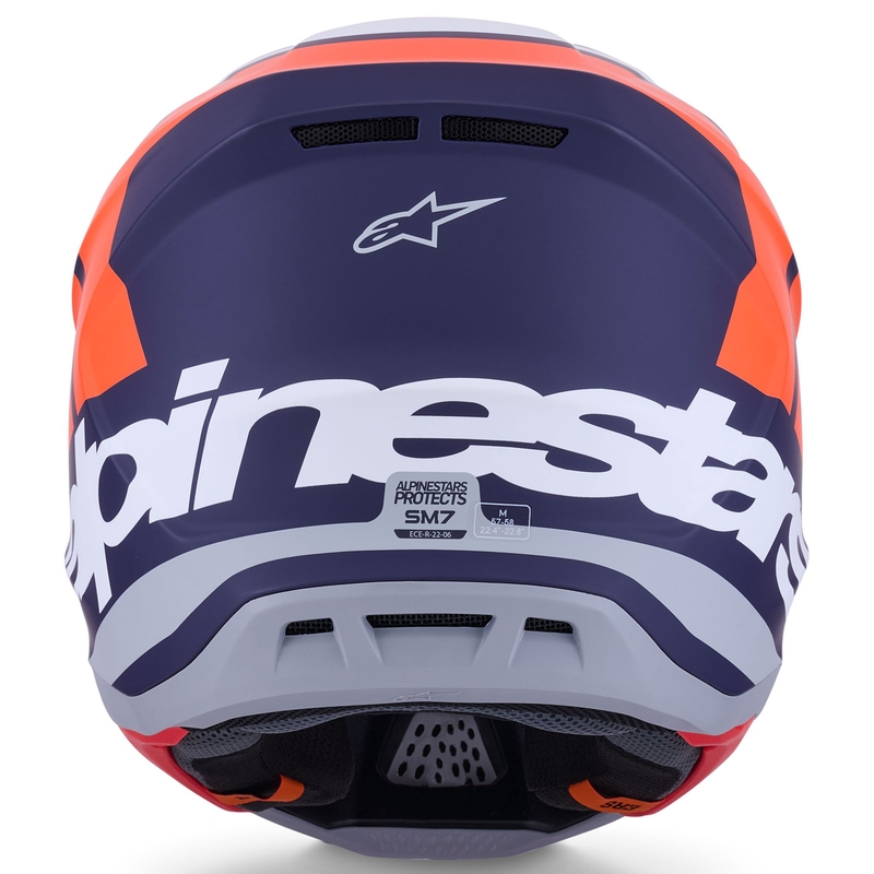Casco da motocross Alpinestars SM7 Core arancione-blu-bianco opaco