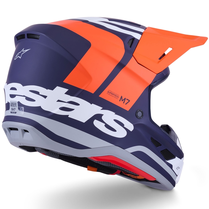 Casco da motocross Alpinestars SM7 Core arancione-blu-bianco opaco