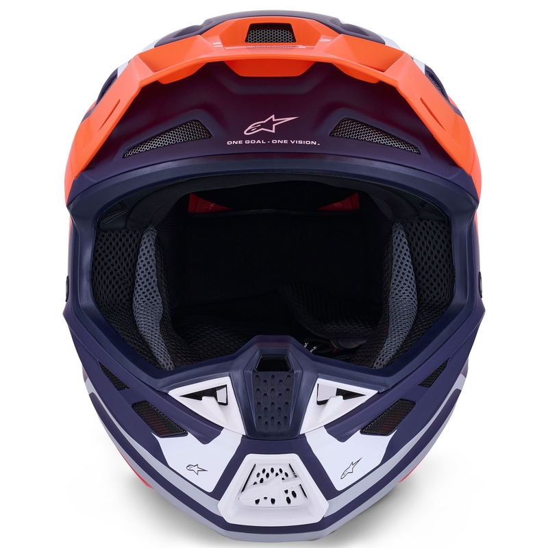 Casco da motocross Alpinestars SM7 Core arancione-blu-bianco opaco