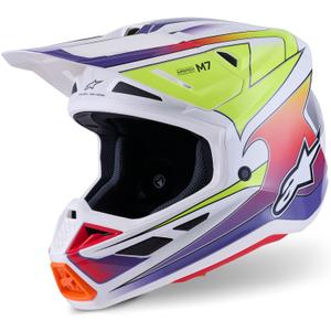 Casco da motocross Alpinestars SM7 Fuse bianco-giallo fluo-viola
