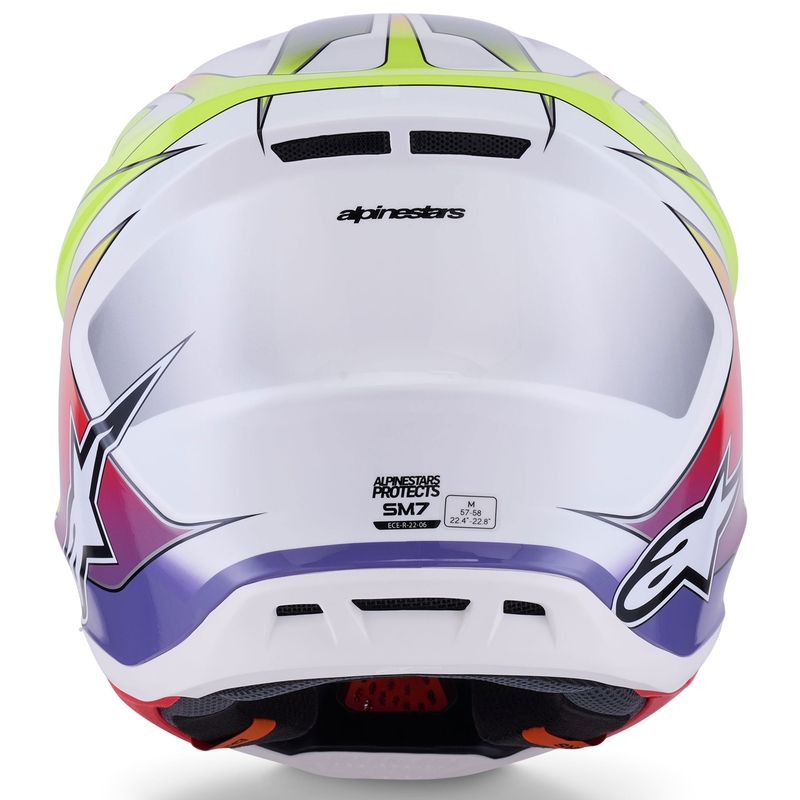 Casco da motocross Alpinestars SM7 Fuse bianco-giallo fluo-viola