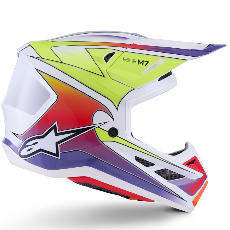 Casco da motocross Alpinestars SM7 Fuse bianco-giallo fluo-viola