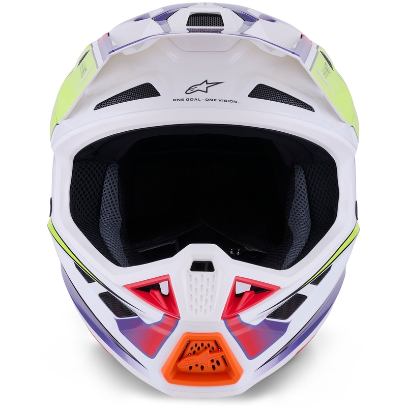 Casco da motocross Alpinestars SM7 Fuse bianco-giallo fluo-viola