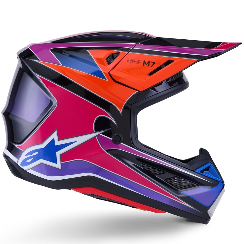 Casco da motocross Alpinestars SM7 Fuse blu-viola-rosa