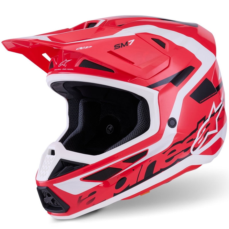 Casco da motocross Alpinestars SM7 Deed rosso-nero-bianco