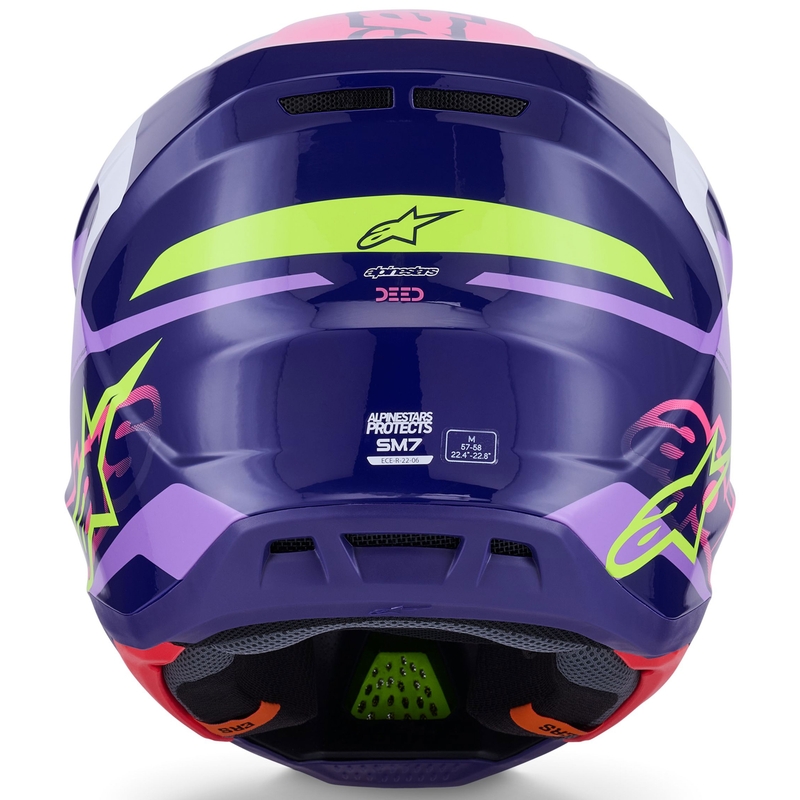 Casco da motocross Alpinestars SM7 Deed viola-rosa-bianco-giallo fluo