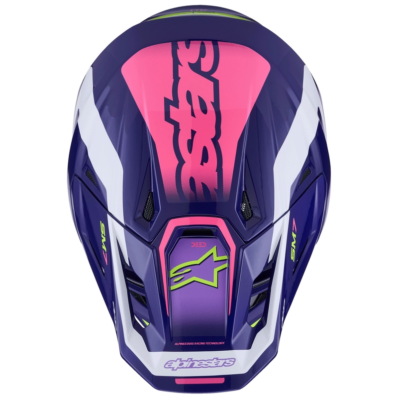 Casco da motocross Alpinestars SM7 Deed viola-rosa-bianco-giallo fluo