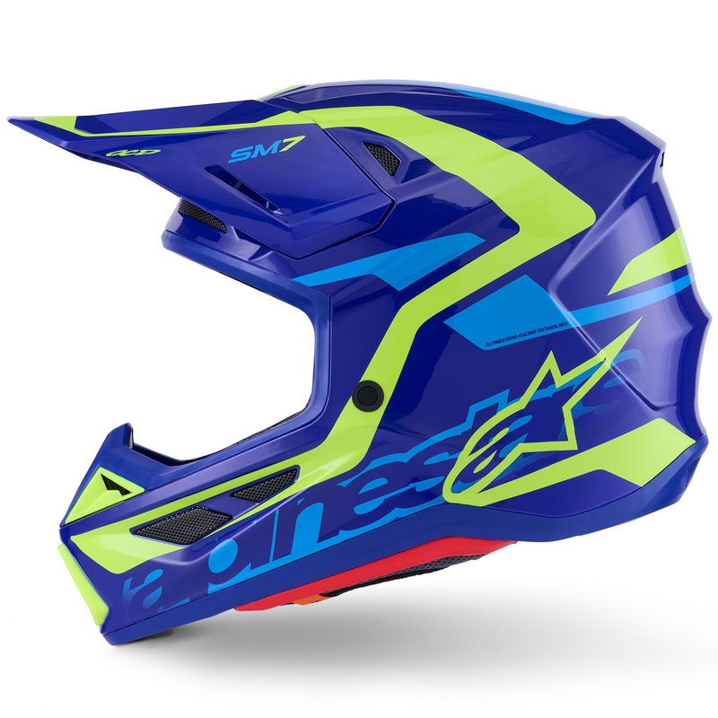Casco da motocross Alpinestars SM7 Deed blu-giallo fluo