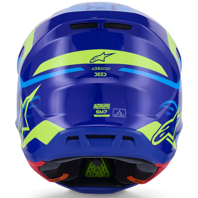 Casco da motocross Alpinestars SM7 Deed blu-giallo fluo