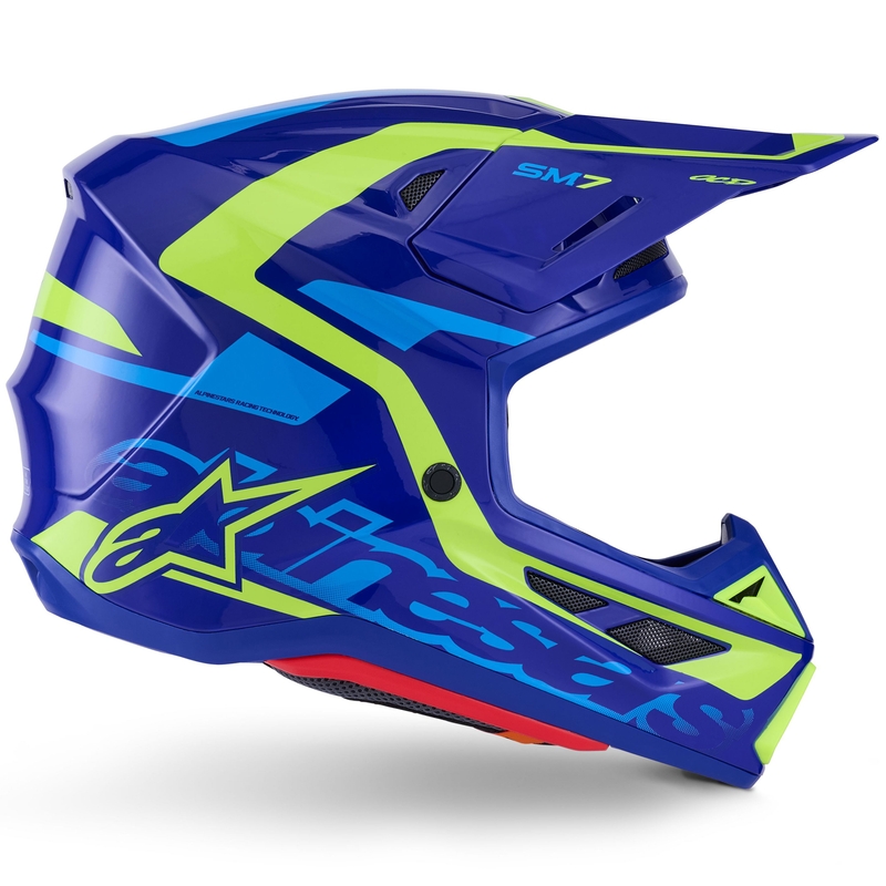 Casco da motocross Alpinestars SM7 Deed blu-giallo fluo
