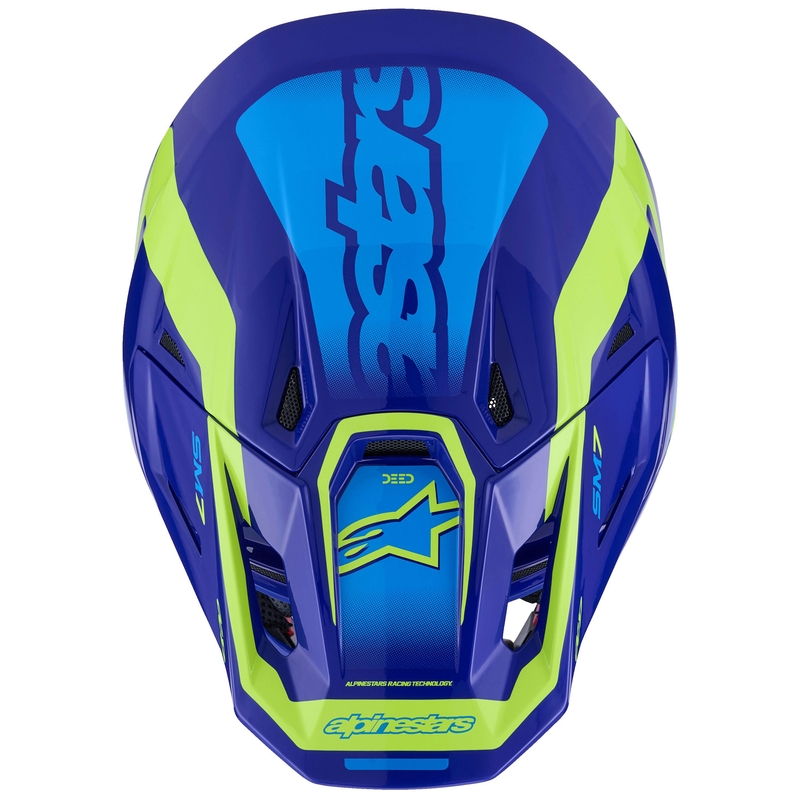 Casco da motocross Alpinestars SM7 Deed blu-giallo fluo