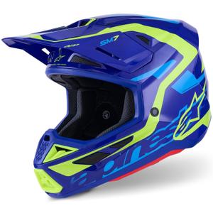 Casco da motocross Alpinestars SM7 Deed blu-giallo fluo