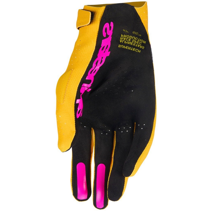 Guanti da motocross Alpinestars Supertech MX oro-nero-rosa fluo