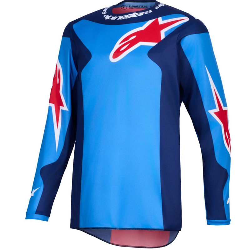 Maglia da motocross Alpinestars Fluid Grid blu-rossa