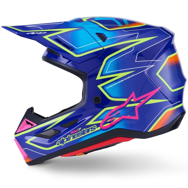 Casco da motocross Alpinestars SM7 Cast blu-rosa-giallo fluo