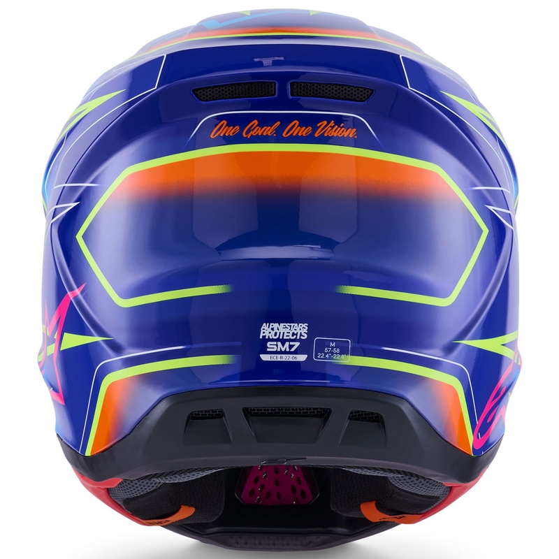 Casco da motocross Alpinestars SM7 Cast blu-rosa-giallo fluo