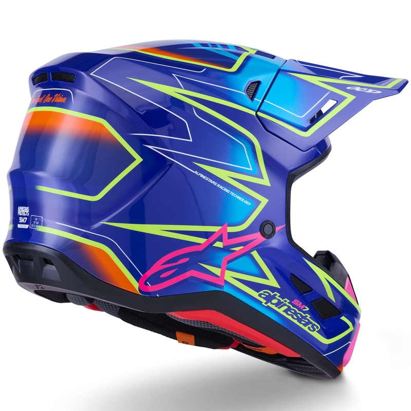 Casco da motocross Alpinestars SM7 Cast blu-rosa-giallo fluo